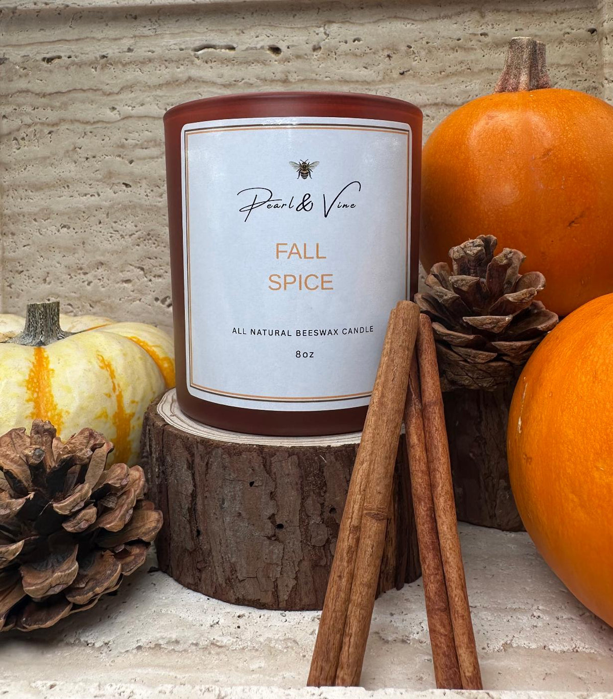 Fall Spice 8oz Beeswax Candle