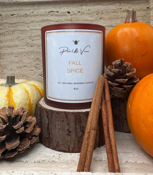 Fall Spice 8oz Beeswax Candle