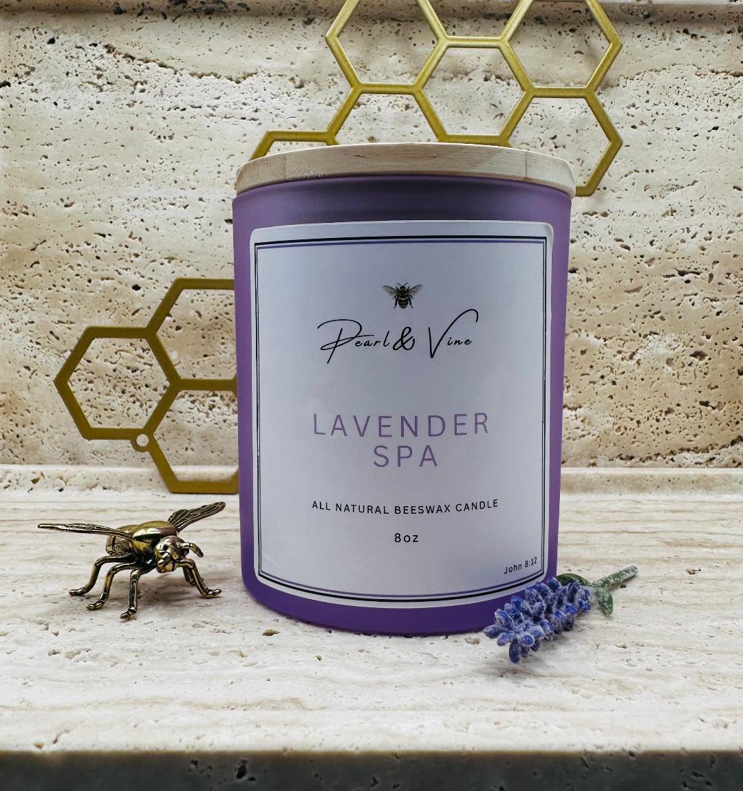 Lavender Spa Natural Beeswax Candle - 8oz