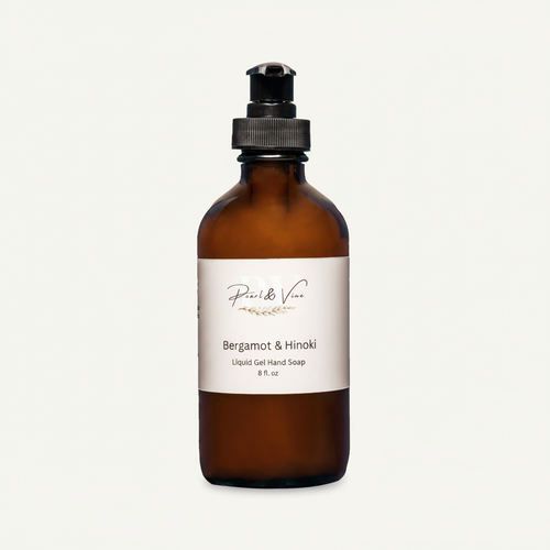 Bergamot and Hinoki 8oz liquid hand soap bottle